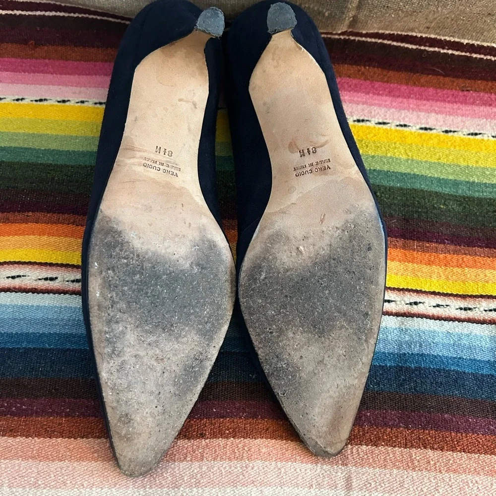 Silvia Fiorentina Dark Blue Suede Heels